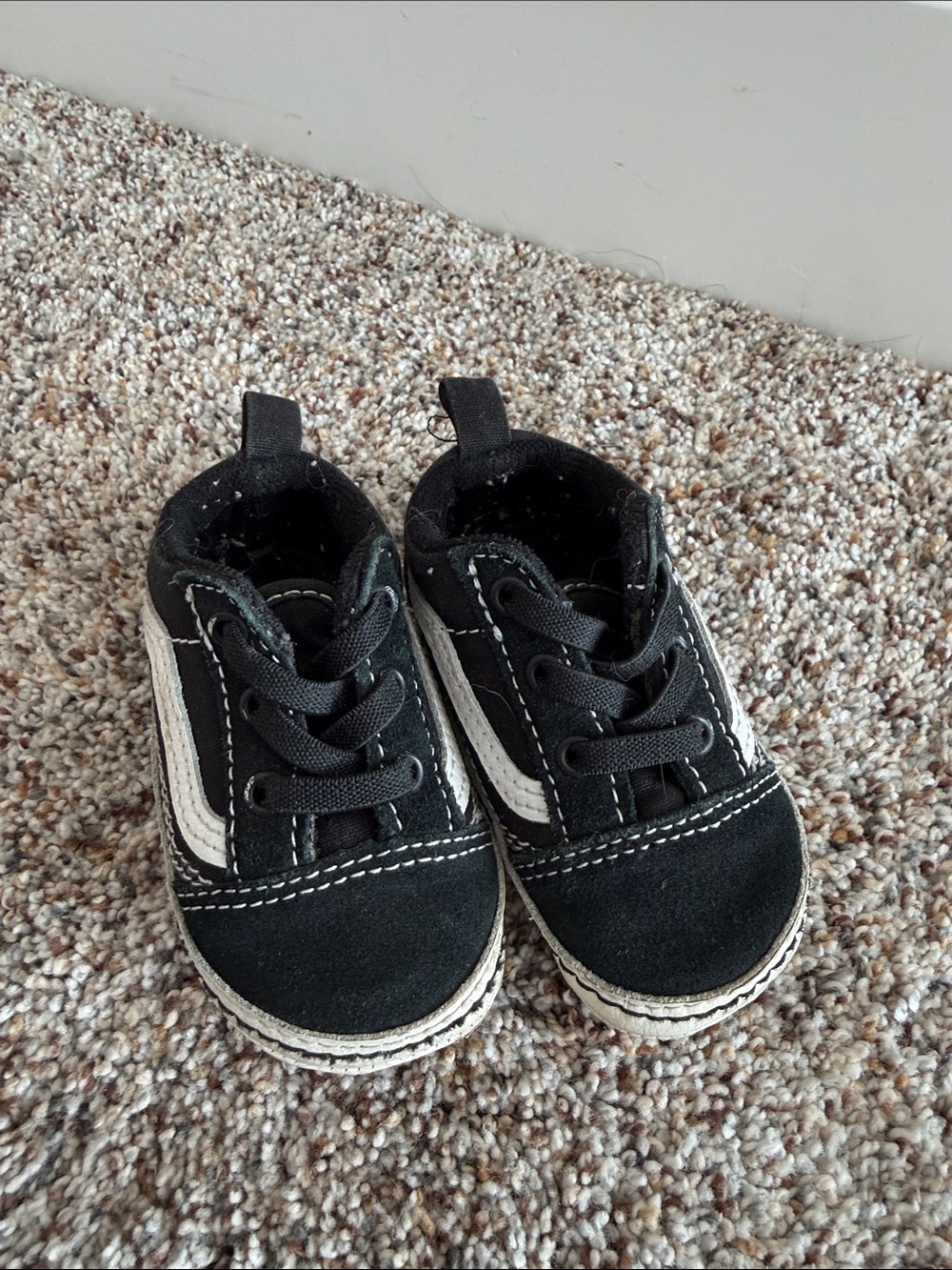 Vans Kids Black Canvas Sneaker with White Stripe